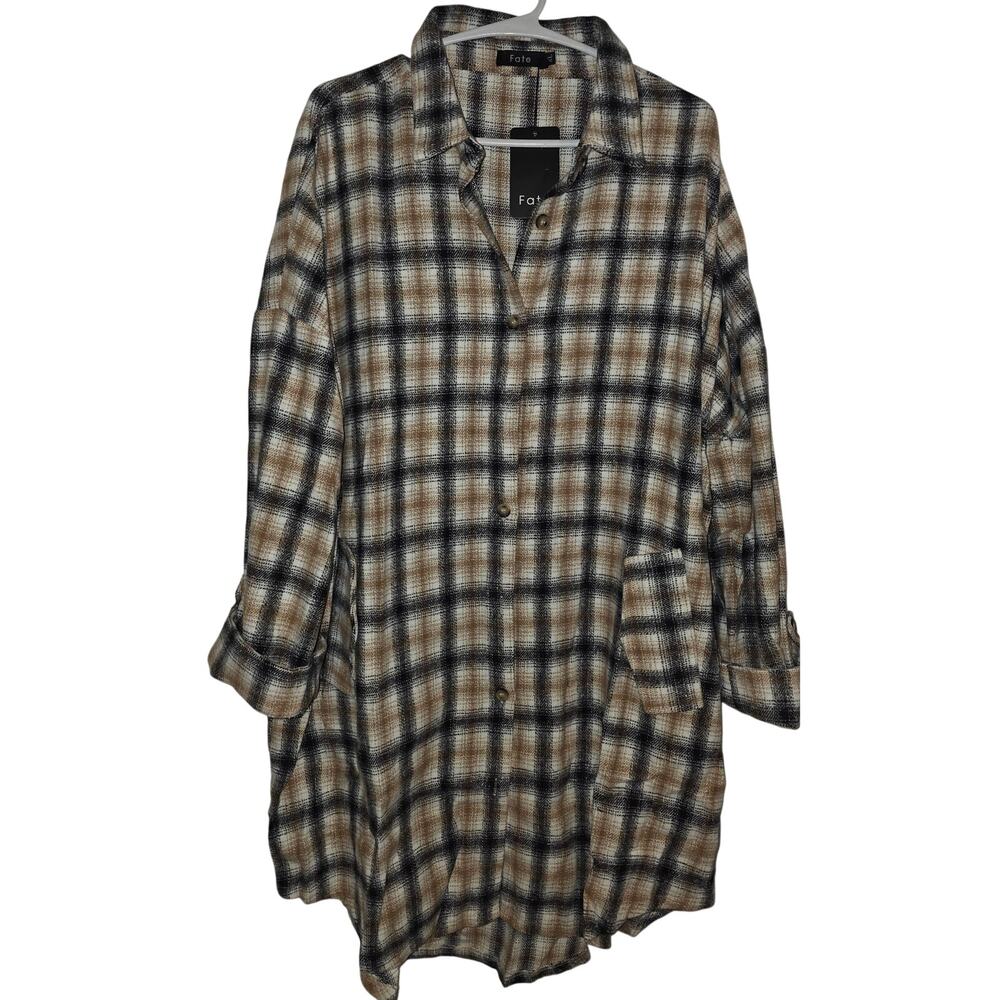 Fate Oversized Flannel Soft Cozy Shacket NWT SIze Large